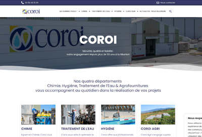 Site internet réalisé à La Réunion – Coroi Chimie & Hygiène Exemple création site internet Réunion – Coroi Chimie & Hygiène